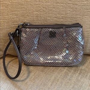 Coach Sequin Wristlet Clutch - Silver